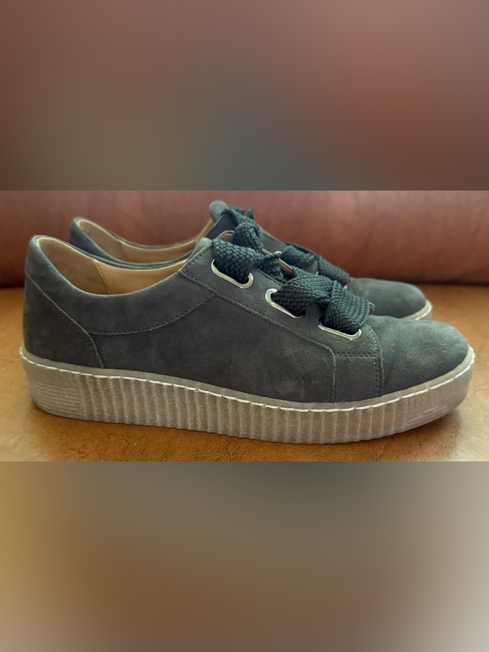 Gabor 73.333.18 Mohair Color Suede Sneakers Gray Ribbon Lace Comfort Shoes US 8 - Picture 6 of 12